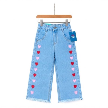 Kids Cherry Embroidery Wide Leg Jeans