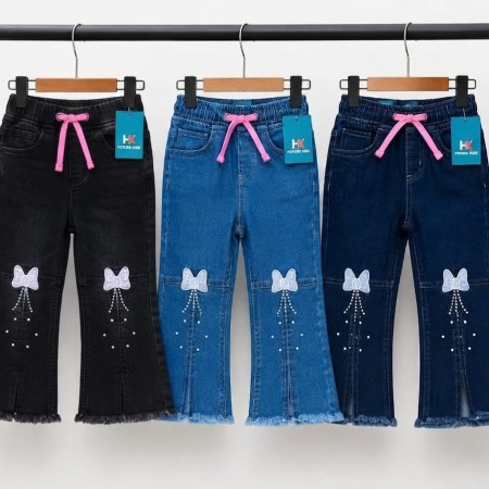 Kids Cherry Embroidery Wide Leg Jeans