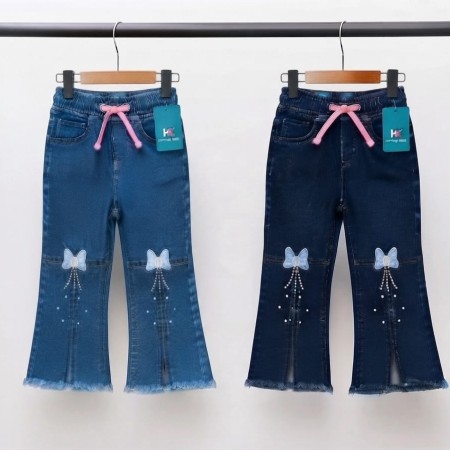 Kids Cherry Embroidery Wide Leg Jeans